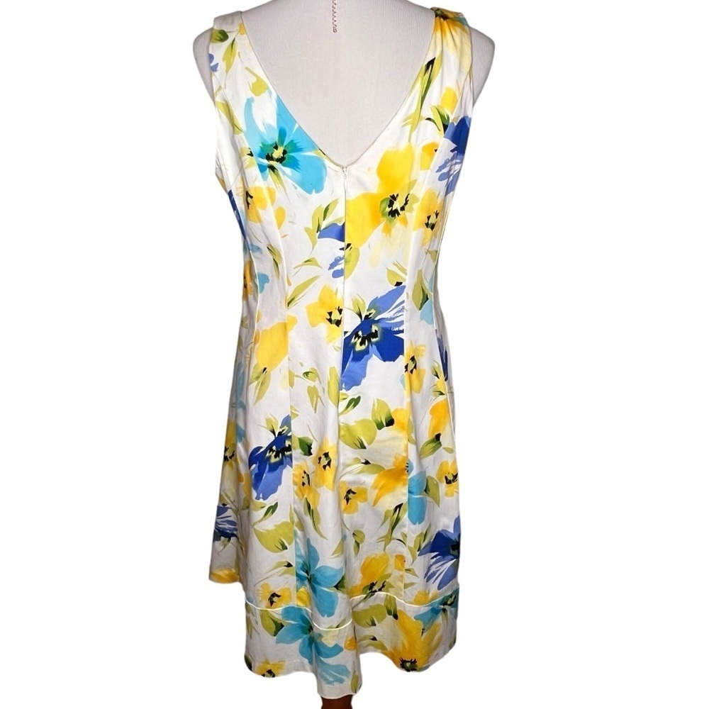 Lauren Ralph Lauren Yellow Floral Print Sleeveless Dress Sz 8 V Neck Knee Length - Picture 4 of 15